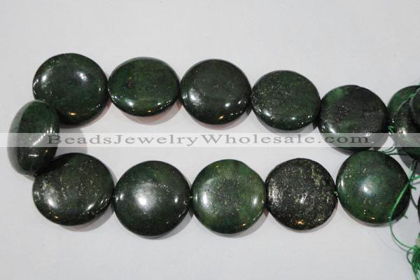 CIS18 15.5 inches 35mm flat round green iron stone beads wholesale