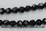 CJB06 16 inches 8mm faceted round natural jet gemstone beads wholesale