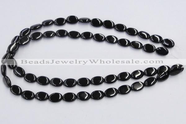 CJB17 16 inches 10*14mm oval natural jet gemstone beads wholesale