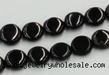 CJB20 16 inches 10mm flat round natural jet gemstone beads wholesale