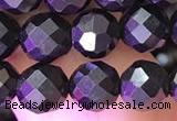 CJB201 15.5 inches 6mm faceted round jet beads wholesale