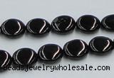 CJB21 16 inches 12mm flat round natural jet gemstone beads wholesale