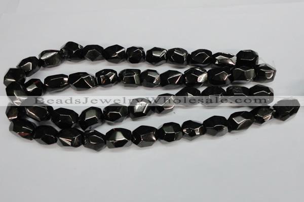 CJB56 15.5 inches 13*18mm faceted nuggets natural jet gemstone beads