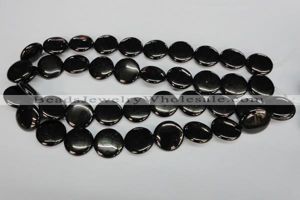 CJB78 15.5 inches 20mm flat round natural jet gemstone beads