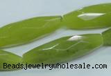 CKA111 15.5 inches 11*40mm faceted rice Korean jade gemstone beads