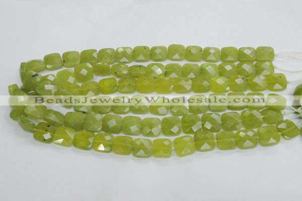 CKA116 15.5 inches 14*14mm faceted square Korean jade beads