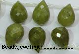 CKA121 Top-drilled 12*17mm faceted teardrop Korean jade beads