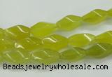 CKA21 15.5 inches 6*12mm twisted rice Korean jade gemstone beads