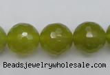 CKA221 15.5 inches 16mm faceted round Korean jade gemstone beads