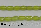 CKA225 15.5 inches 6*8mm faceted rice Korean jade gemstone beads