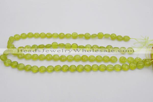 CKA235 15.5 inches 10mm flat round Korean jade gemstone beads