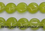 CKA237 15.5 inches 14mm flat round Korean jade gemstone beads