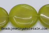 CKA240 15.5 inches 30mm flat round Korean jade gemstone beads