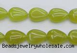 CKA255 15.5 inches 10*14mm flat teardrop Korean jade gemstone beads