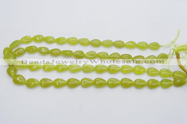 CKA255 15.5 inches 10*14mm flat teardrop Korean jade gemstone beads