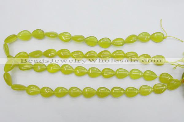 CKA256 15.5 inches 12*16mm flat teardrop Korean jade gemstone beads