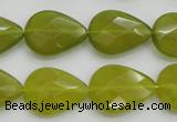 CKA275 15.5 inches 15*20mm faceted flat teardrop Korean jade gemstone beads