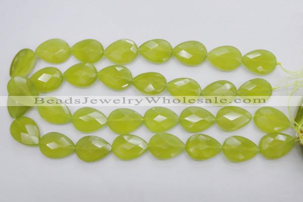 CKA276 15.5 inches 18*25mm faceted flat teardrop Korean jade gemstone beads