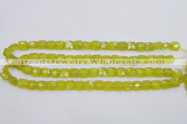 CKA285 15.5 inches 10*10mm faceted square Korean jade gemstone beads