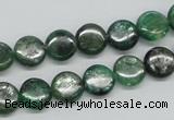 CKC107 16 inches 10mm flat round natural green kyanite beads wholesale