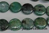 CKC60 15.5 inches 14mm flat round natural green kyanite beads