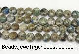 CKJ486 15.5 inches 10mm flat round natural k2 jasper beads