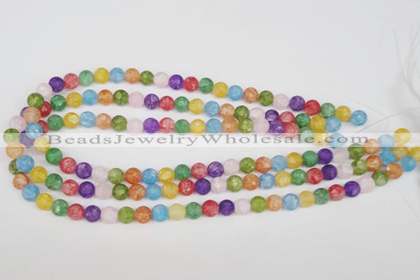 CKQ03 15.5 inches 8mm round matte dyed crackle quartz beads