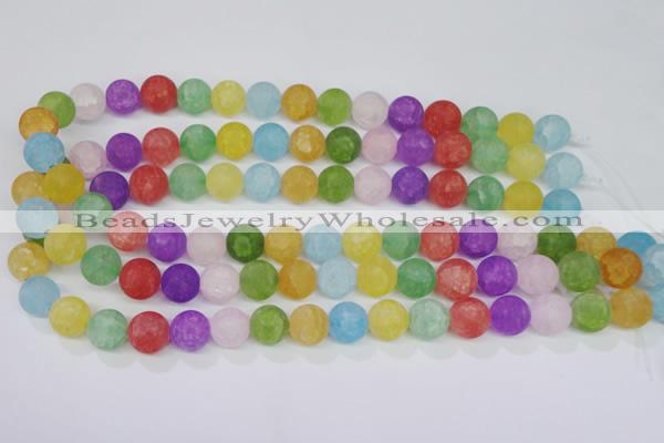 CKQ05 15.5 inches 12mm round matte dyed crackle quartz beads