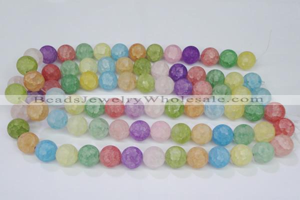 CKQ06 15.5 inches 14mm round matte dyed crackle quartz beads