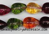 CKQ110 15.5 inches 12*18mm teardrop dyed crackle quartz beads