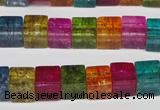 CKQ115 15.5 inches 8*8mm cube dyed crackle quartz beads