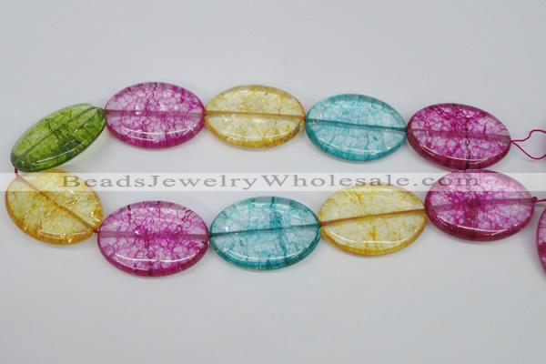 CKQ123 15.5 inches 30*40mm oval dyed crackle quartz beads