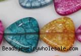 CKQ136 15.5 inches 25*25mm triangle dyed crackle quartz beads