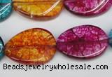 CKQ140 15.5 inches 20*30mm twisted oval dyed crackle quartz beads