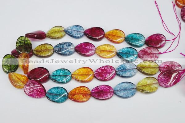 CKQ140 15.5 inches 20*30mm twisted oval dyed crackle quartz beads