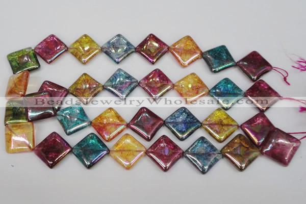 CKQ152 15.5 inches 20*20mm diamond AB-color crackle quartz beads