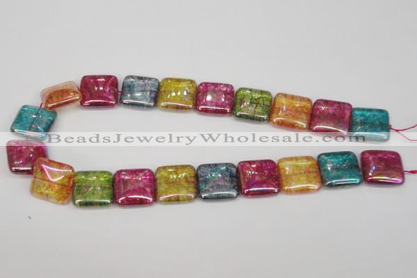 CKQ155 15.5 inches 20*20mm square AB-color crackle quartz beads