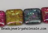 CKQ156 15.5 inches 25*25mm square AB-color crackle quartz beads