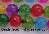 CKQ354 15.5 inches 14mm faceted round dyed crackle quartz beads