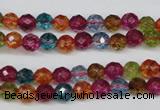 CKQ41 15.5 inches 6mm faceted round dyed crackle quartz beads