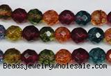 CKQ42 15.5 inches 8mm faceted round dyed crackle quartz beads