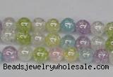 CKQ61 15.5 inches 6mm round AB-color dyed crackle quartz beads