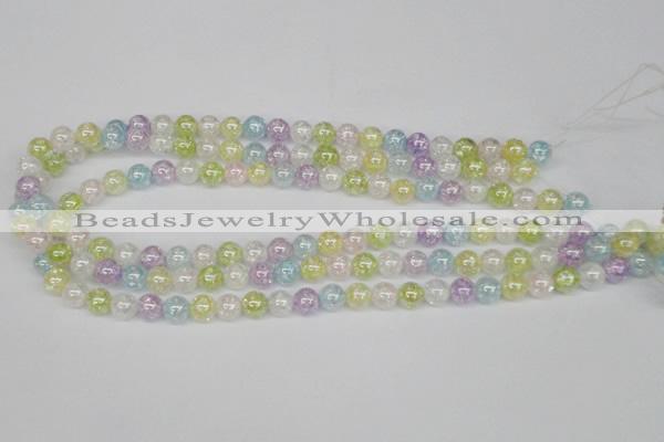 CKQ61 15.5 inches 6mm round AB-color dyed crackle quartz beads