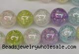 CKQ64 15.5 inches 12mm round AB-color dyed crackle quartz beads