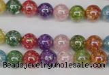 CKQ72 15.5 inches 8mm round AB-color dyed crackle quartz beads