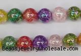 CKQ75 15.5 inches 14mm round AB-color dyed crackle quartz beads