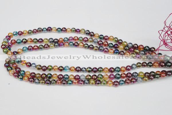 CKQ81 15.5 inches 6mm round AB-color dyed crackle quartz beads