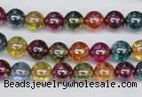 CKQ82 15.5 inches 8mm round AB-color dyed crackle quartz beads