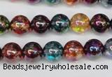 CKQ83 15.5 inches 10mm round AB-color dyed crackle quartz beads