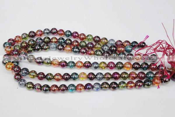 CKQ83 15.5 inches 10mm round AB-color dyed crackle quartz beads